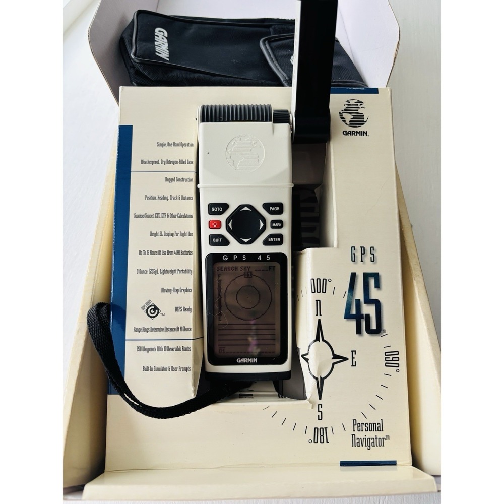 Garmin GPS 45 Personal Navigator Tested Working w/ Box‎ Manual Case Bundle Hike